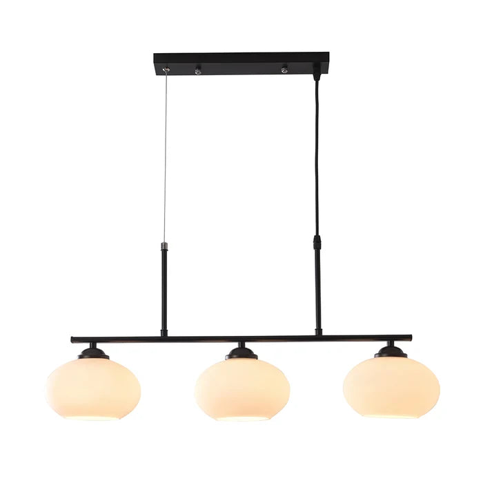 Black & White 3-Light Glass Pendant — PL 1151-03-BK