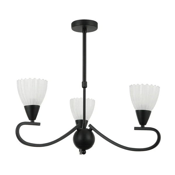 3-Light Pendant Lamp – E14 Base, Black/Silver and Iron & Glass Design — PL 7036-14-03