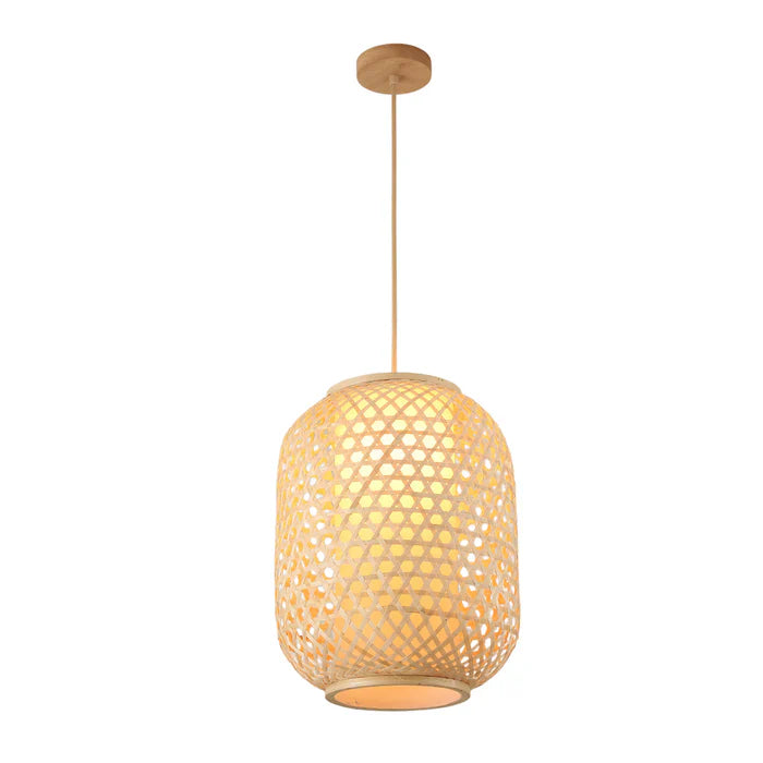 Pendant Light Cylindrical Woven Design, Bamboo — PL WD25-13