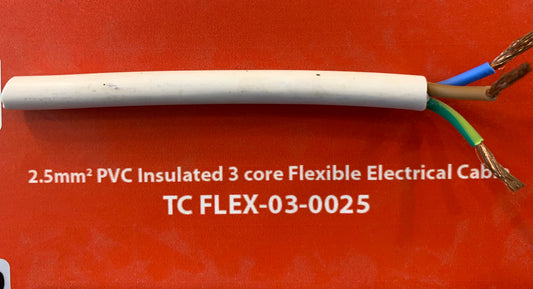 Power Cable 2.5mm 3Core Tri-Colour Black — TC FLEX-03-0025-BK