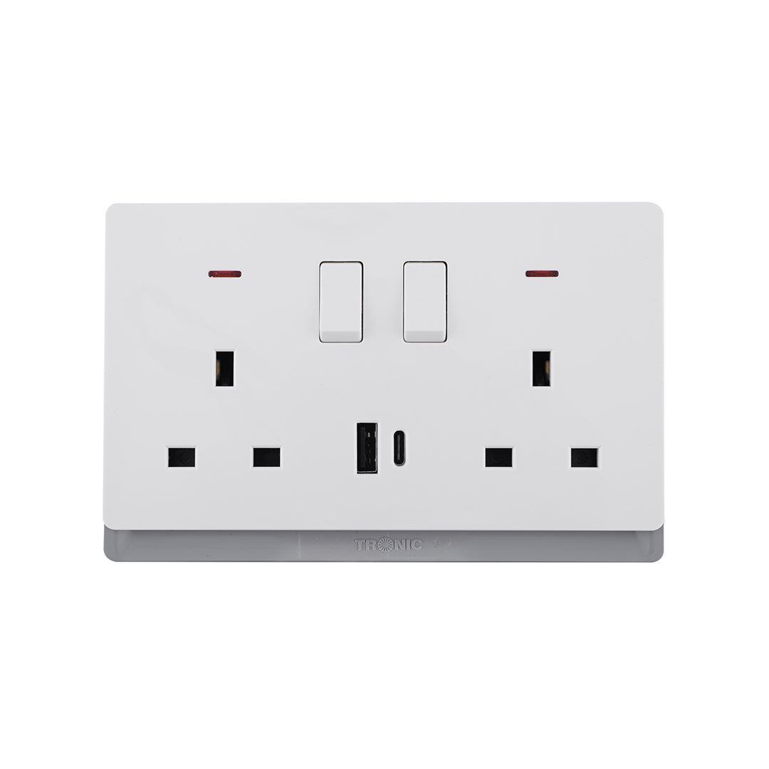 Premium Double Socket with USB-A & Type-C — TD 5213-UB