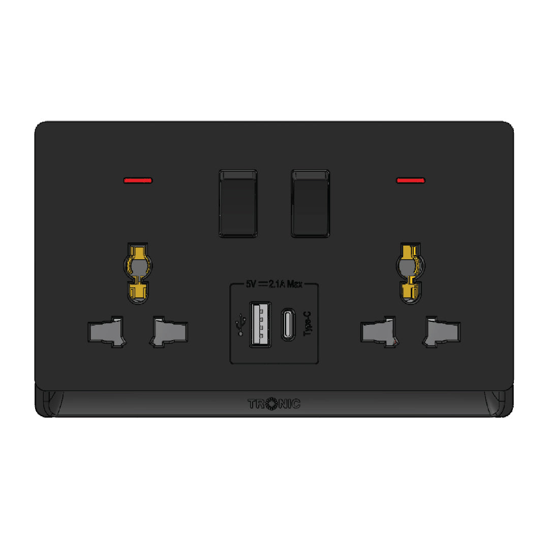 Premium Universal Double Outlet With USB | TD Range — TD 5213-UN-UB
