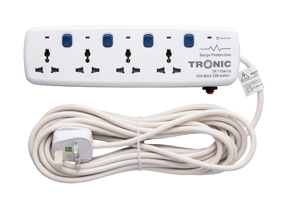 Extension Cable Surge Protection Socket White — TR 1104-10