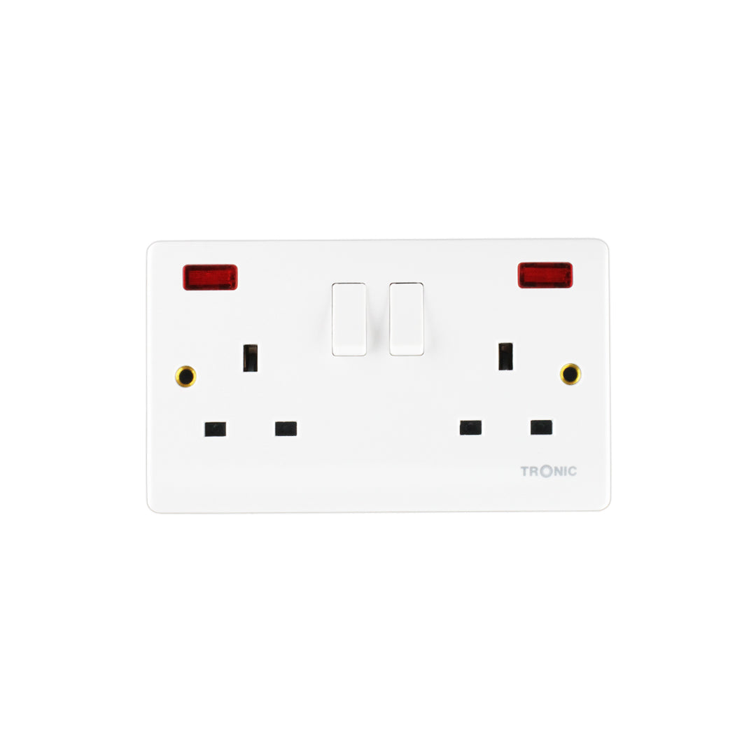 Wall Socket Double Outlet W/Neon White — TR5213N