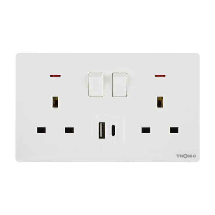 Premium Plain W USB Double Outlet - TS Range — TS 5213-UB