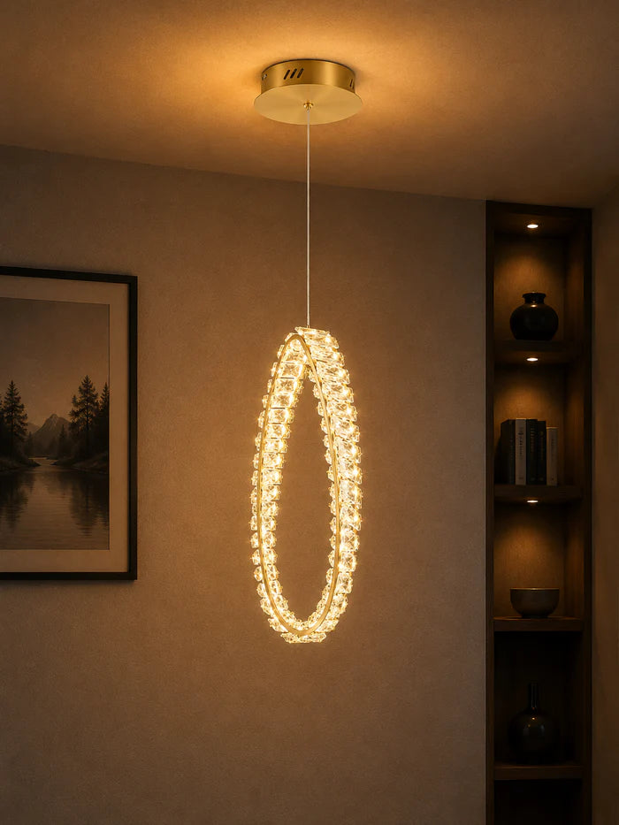 Crystal Loop LED Pendant Light Tri-Colour Gold — WH 2613-GO-TC