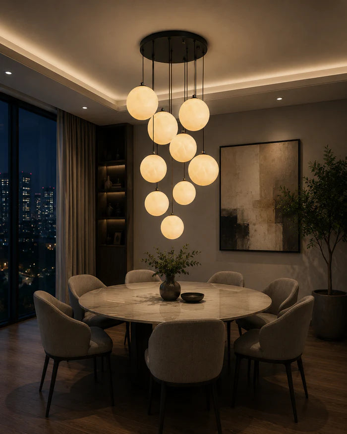 9-Light Globe Chandelier Light 12×G9 White — WH 26G9-0109-WH