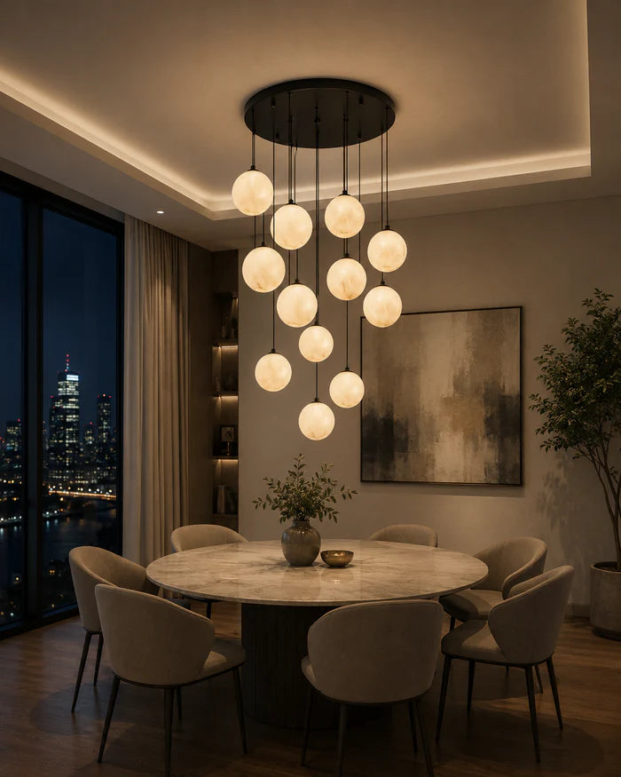12-Light Globe Chandelier Light 12×G9 White — WH 26G9-0112-WH