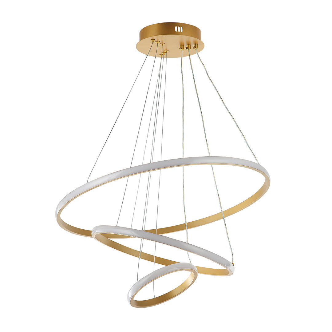 Modern LED Chandelier with White Spiral Rings 75 Watt — WH 2024-02