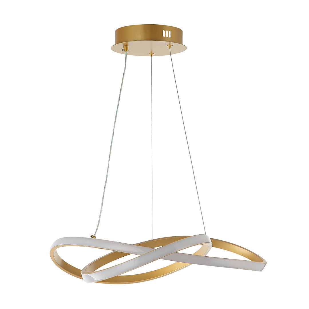 LED Pendant Chandelier with Intersecting Black/Gold and White Rings 50 Watt (WH 2024-03--TC)) — WH 2024-03