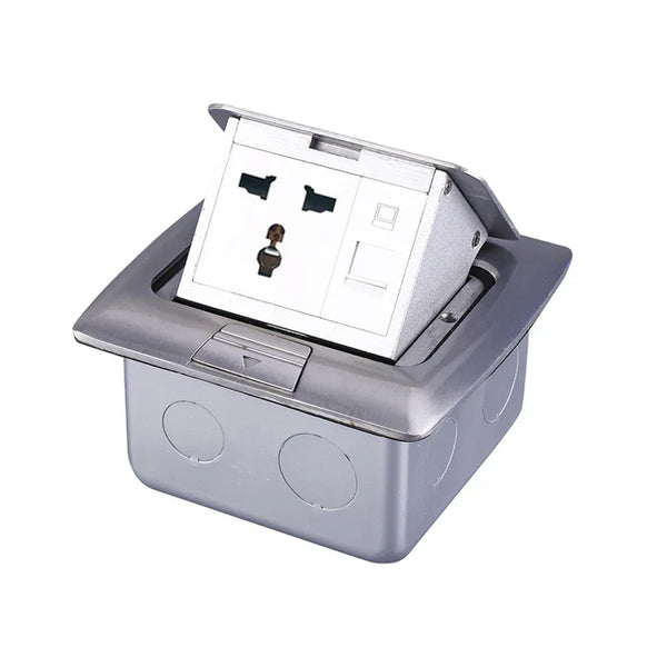 Floor Socket Single Data Port Stainless Steel — BF PU01-1010-SS