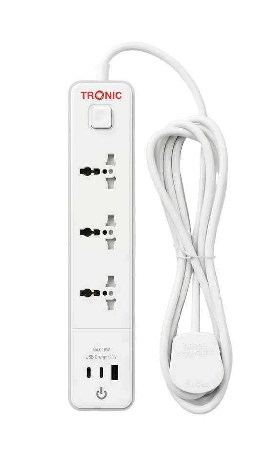3-Way Extension Socket with USB and Type C Charging Port — EC 7673-UBC