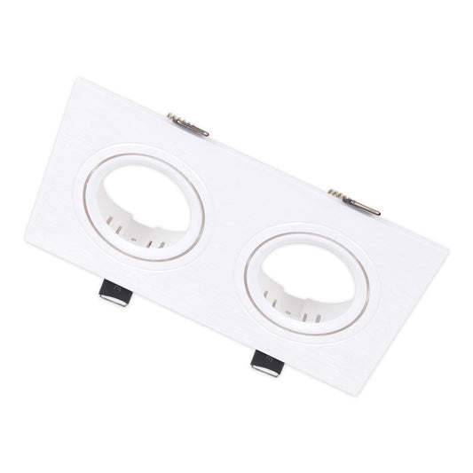 Recessed Gypsum Light Twin Rectangular Holder White — FI DOMI-8016