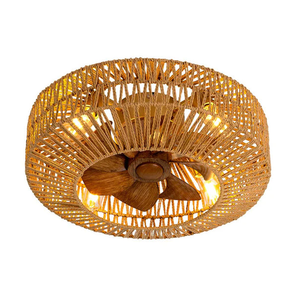 Woven-Style Ceiling Fan Light – Natural Fiber Look, 495mm — KD 1704