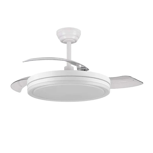 White Retractable Blade Ceiling Fan with LED Light — KD 1707-WH