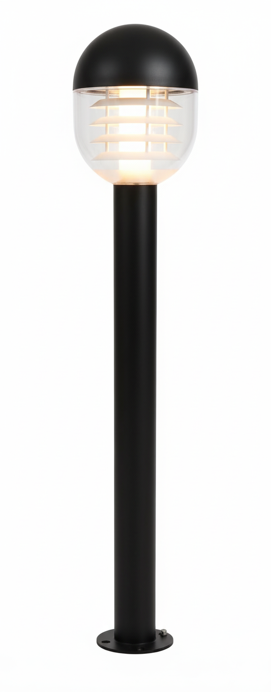 Ground Post Modern Square-Base Outdoor Black — LL 7354-10-BK