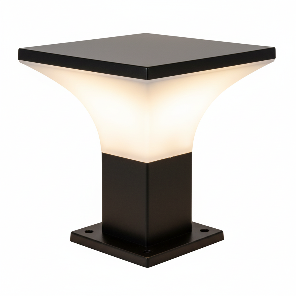 Garden Light Modern Square Post/Pillar Black — LL 7482-20-BK