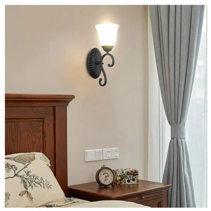 Wall Light Vintage Frosted Bell Black — PL 7030-27-01-BK