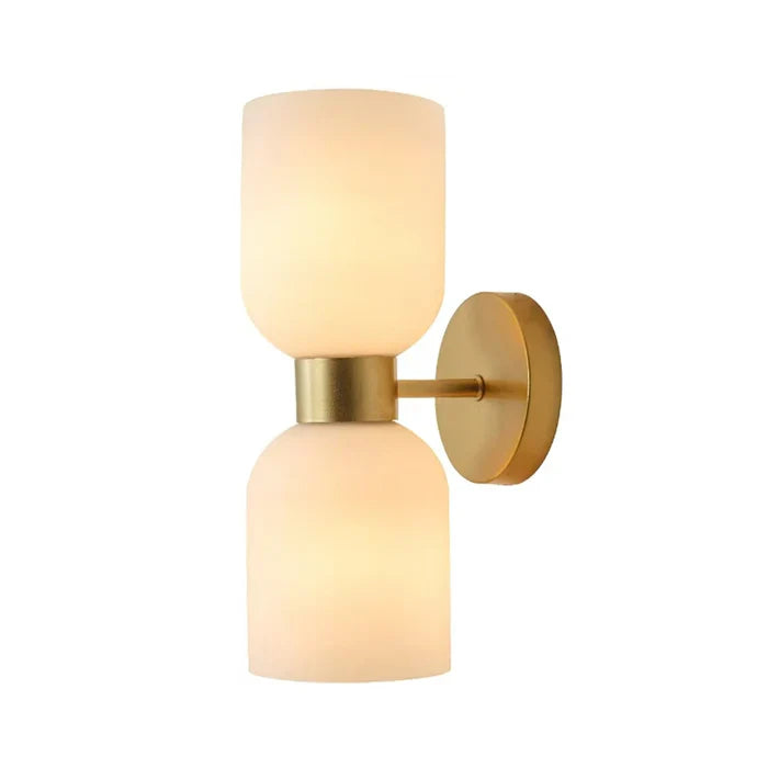 Wall Light Twin Frosted Cylinders Gold — PL 1121-02-GO