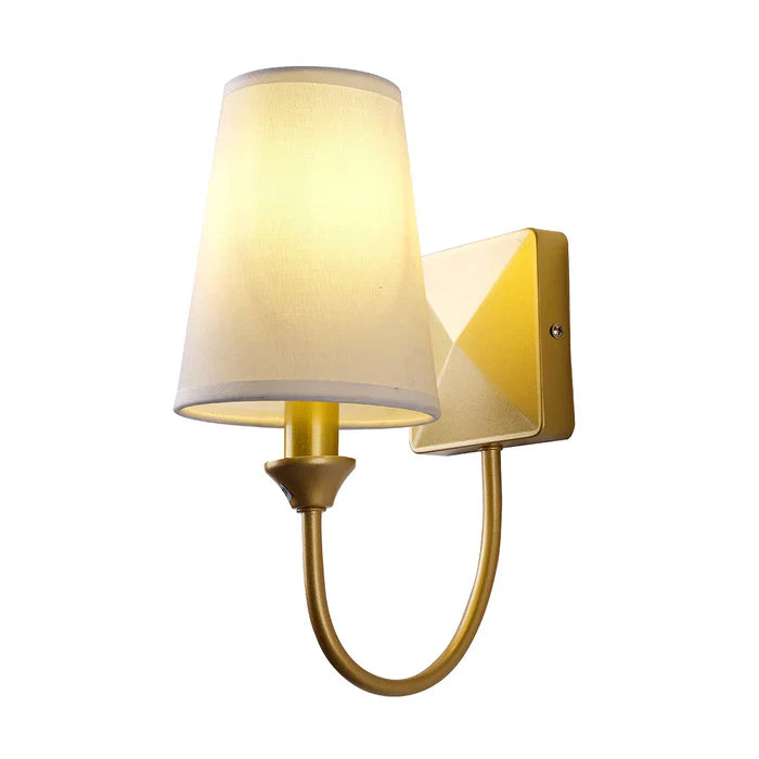 Wall Light Golden/Black Fabric Shade Black — PL 1123-01-BK