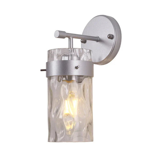 Silver Textured Glass Wall Fixture — PL 1136-01-SI