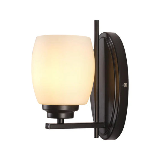 Wall Light Oval-Base Fixture Frosted Black — PL 1141-01-BK