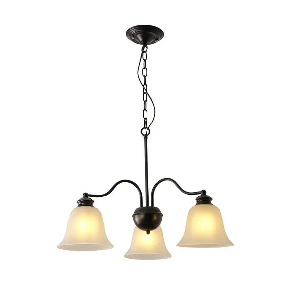 Black Chandelier – 3XE27 with Frosted Glass Shades — PL 1145-03-BK