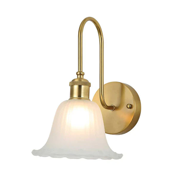 Ornate Rippled Bell Wall Light – Gold & Frosted White — PL 2547-GL-WH