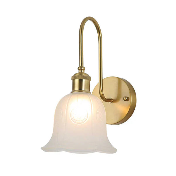 Decorative Frosted Bell Wall Light with Gold Arm — PL 2550-GL-WH