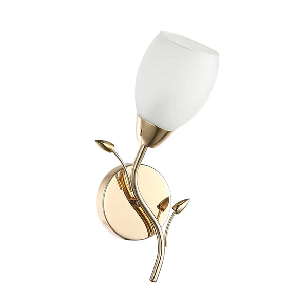 Decorative Golden Wall Light with Leaf Accent & Frosted Glass — PL 7012-27-01-GD