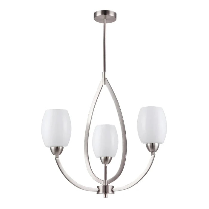 Elegant Silver 3-Light Frosted Glass Pendant — PL 7035-27-03