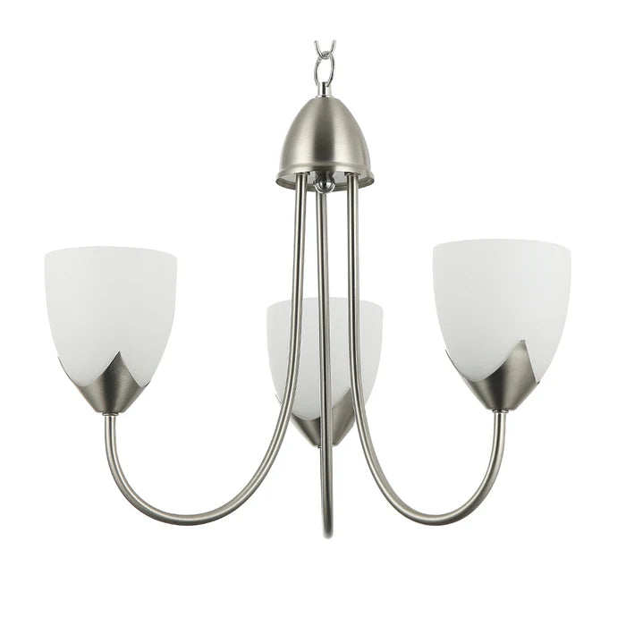 3-Light Pendant Lamp – Iron & Glass, Black/Silver with White Finish  — PL 7047-27-03
