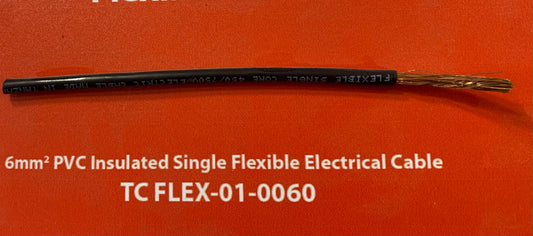 Power Cable 6mm 1Core Tri-Colour Black — TC FLEX-01-0060-BK