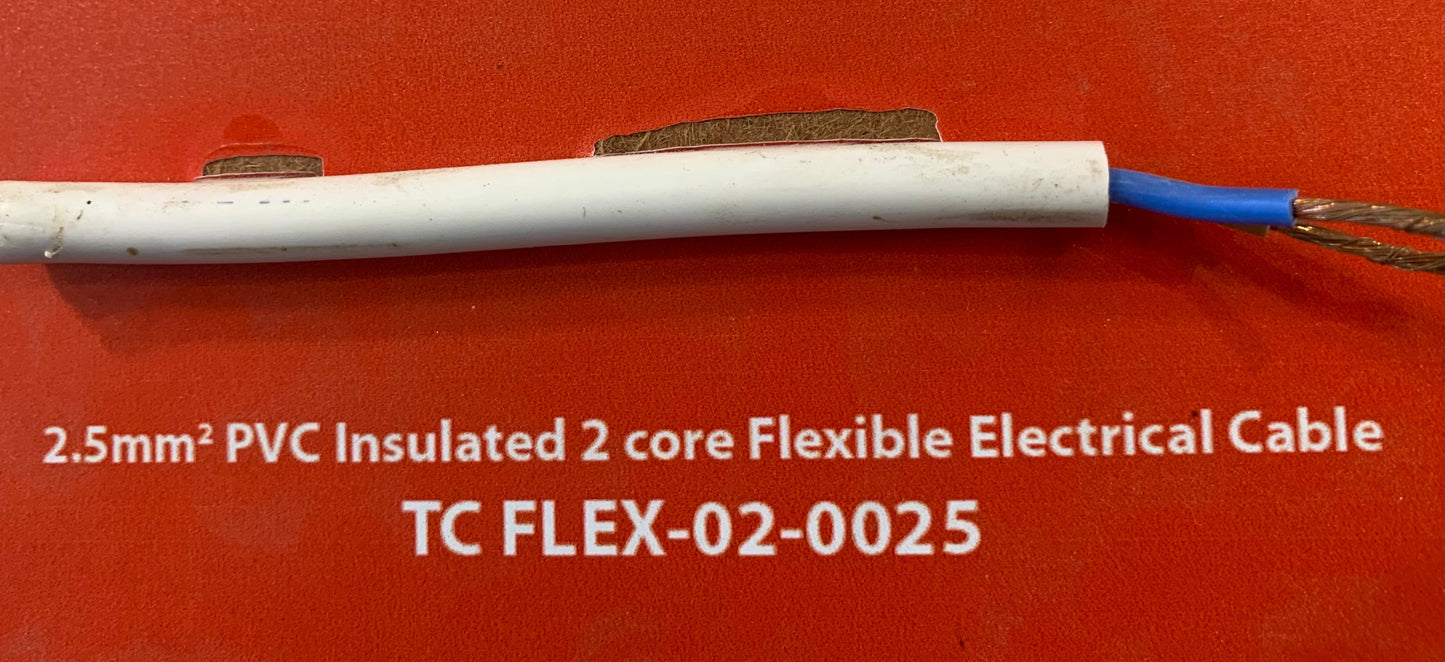 Power Cable 2.5mm 2Core Tri-Colour Black — TC FLEX-02-0025-BK