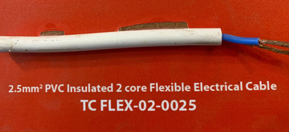 Power Cable 2.5mm 2Core Black — MT FLEX-02-0025-BK
