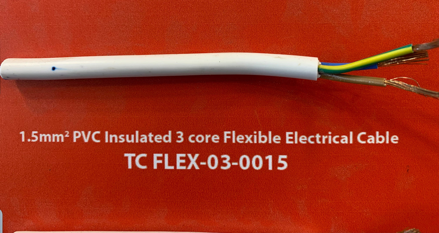 Power Cable 1.5mm 3Core Black — MT FLEX-03-0015-BK