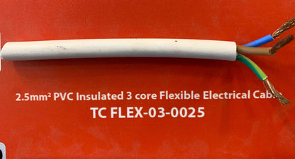Power Cable 2.5mm 3Core Tri-Colour Black — TC FLEX-03-0025-BK