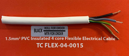 Power Cable 1.5mm 4Core Tri-Colour Black — TC FLEX-04-0015-BK