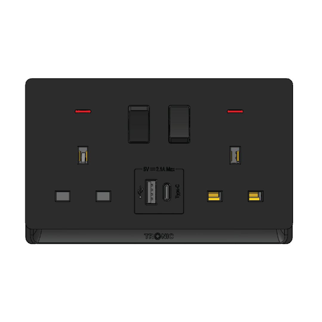 Switch Socket Premium Double Usb-A Black — TD 5213-UB-BK