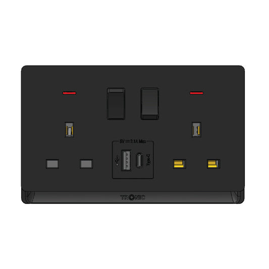 Switch Socket Premium Double Usb-A Black — TD 5213-UB-BK
