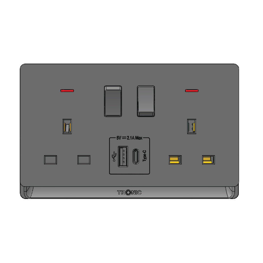 Switch Socket Premium Double Usb-A Black — TD 5213-UB-BK