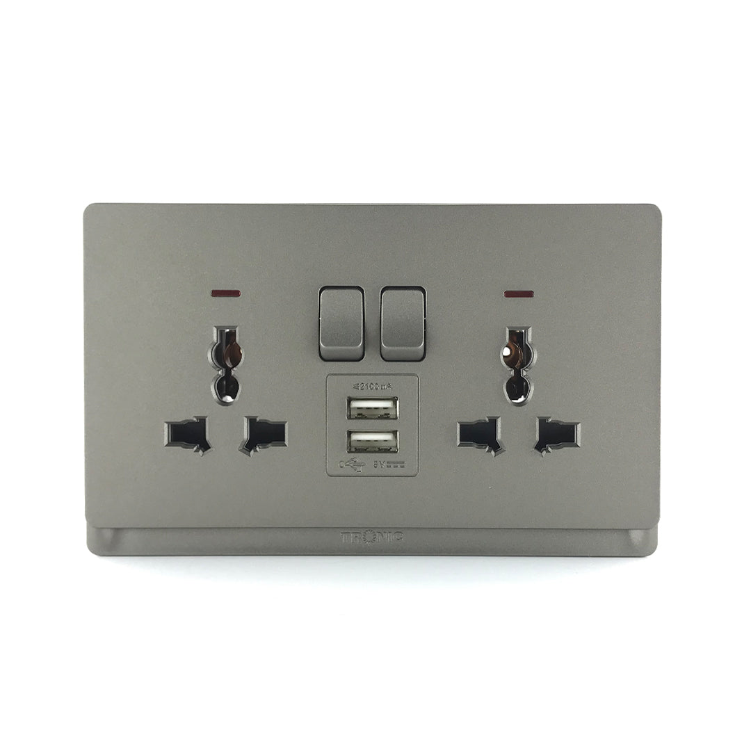 Switch Socket Premium Universal Double — TD 5213-UN-UB-GY