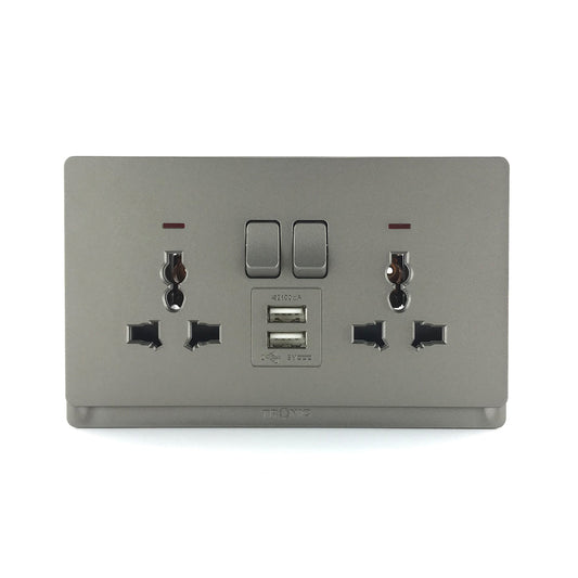 Switch Socket Premium Universal Double — TD 5213-UN-UB-GY