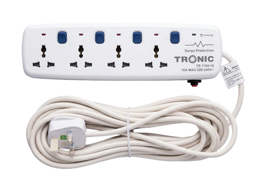 Extension Cable Surge Protection Socket White — TR 1104-10