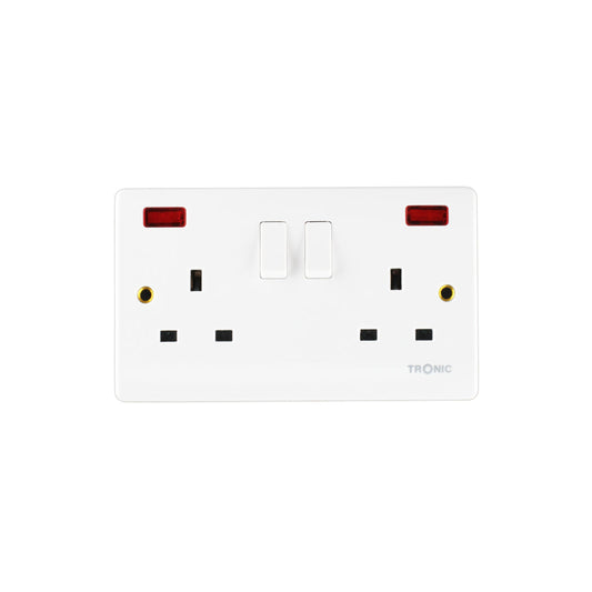 Wall Socket Double Outlet W/Neon White — TR5213N