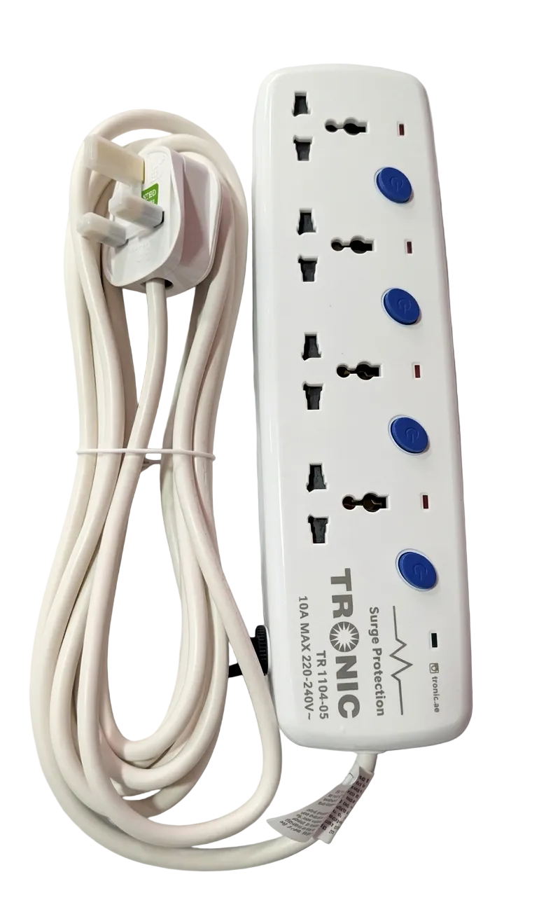 Extension Cable Surge Protection Socket White — TR 1104-05