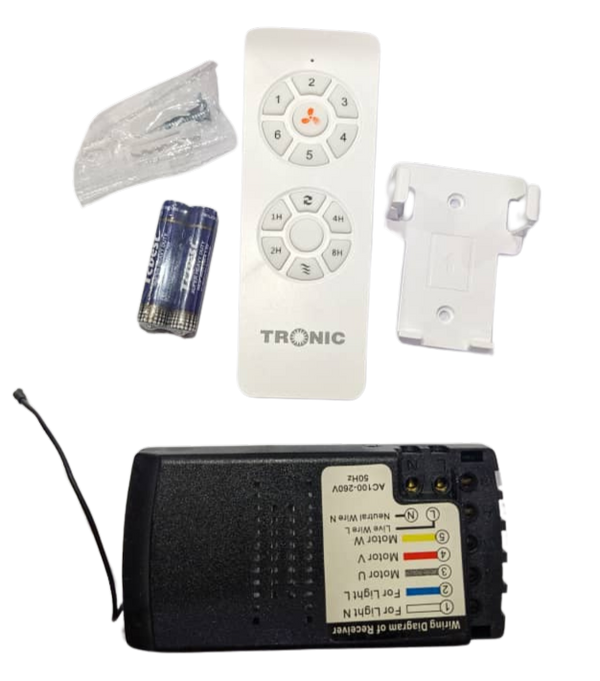 Power Supply And Remote W/Remote Wooden Fans White — DF WD56-BR-02-CO