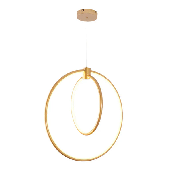 Golden Double-Ring LED Pendant Light – 55W, Color-Changing — WH 2502-GO-TC