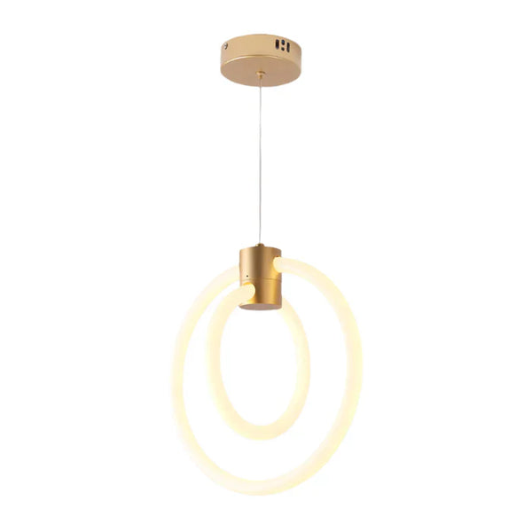 Golden Ring Pendant with Compact Twin Circles – 35W LED — WH 2503-GO-TC