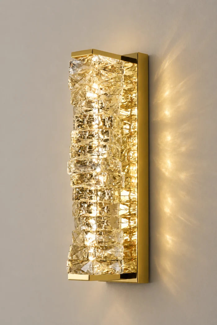 Luxury Crystal Wall Light – Gold Finish LED Sconce — WH 2605-GO-TC